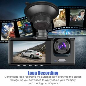 3 in 1 Advanced Dash Camera (Front, Inside and Rear) View Camera 1296P Dash Cam for Cars WiFi Car DVR Camera for Vehicle Video Recorder Dual Lens Dashcam