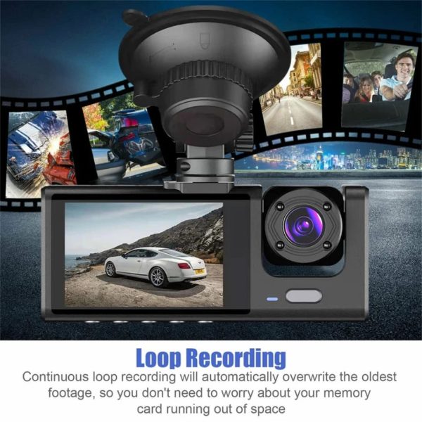 3 in 1 Advanced Dash Camera (Front, Inside and Rear) View Camera 1296P Dash Cam for Cars WiFi Car DVR Camera for Vehicle Video Recorder Dual Lens Dashcam