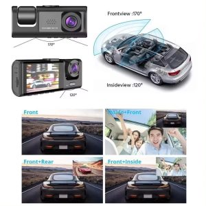3 in 1 Advanced Dash Camera (Front, Inside and Rear) View Camera 1296P Dash Cam for Cars WiFi Car DVR Camera for Vehicle Video Recorder Dual Lens Dashcam